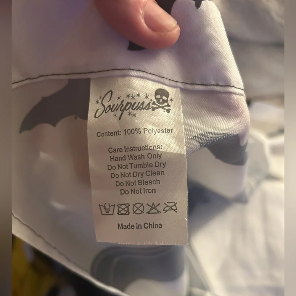 Sourpuss bats shower curtain PRELOVED washed batty goth discontinued